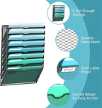 SUPEASY 8-Tier Wall File Organizer, Hanging Wall Files for Papers, Folders, Magazines, Wall Organizer for Clipboard, Assembly Needed, Black