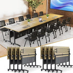 Conference Table,55.1''Folding Conference Room Table for 4-12 People,Mobile Flip Top MeetingTraining Table with Different Coulor and Styles for Offices, Classrooms,Meeting Room (8, E)