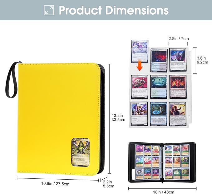 ProCase Trading Card Album with Window, 900 Pockets, Card Binder for Trading Cards, MTG, TCG, Baseball Cards, Football Cards Storage, Yellow