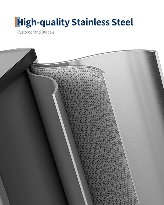 Garvee Trash Can, 2 x 10.6 gal (2 x 40 L) Garbage Can for Kitchen Dual Compartment Recycling Kitchen Step Trash Bin, Stainless Steel Trash and Recycle Bin Combo with Soft-Close Lid,Silver
