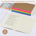 ZCZN 100 Pack Composition Notebooks Bulk, A5 Kraft Cover Lined Journals with Rainbow Spines for School, Business, Work and Daliy Use (100, 10 colors)