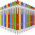 Zonon 38 Pieces Rubberized Ballpoint Pen with Stylus Tip Stylish Metal Pen Capacitive Styli with Soft Rubberized Grip, Black Ink for Most Devices(Chic Colors)