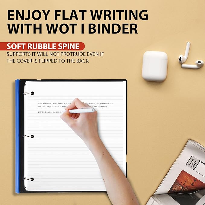 WOT I 1 Inch Telescoping 3 Ring Binder 4 Pack, Expandable Flexible Binder with Customizable Front Cover & Clear Catalog Pocket, Holds 225 Sheets, Assorted Colors, School Office Supplies