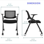 40 Pack Chairs Stackable Conference Room Chairs with Wheels and Paddle, Ergonomic Mesh Back and Arms for Home Office Desk Folding Chairs (20 Boxes)