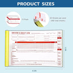 LINAUSTFB Daily Log Books for Truck Drivers with 7 and 8 Day Recap, 15 Pack, 32 Sets of Forms per Book, 8.5" x 5.5" with Detailed, 2-Ply Carbonless Driver Log Book