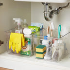 KJIXYUNG 6 Pack Clear Stackable Storage Bins with Lids, Large Plastic Pantry Organizers and Storage Containers for Kitchen Cabinet, Fridge, Closet, Bathroom - BPA-Free Home Organization Must Haves