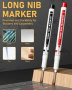 STAGEEK 17 Pack Carpenter Pencil Set with Sharpener, Mechanical Carpenter Pencils with 60 Refills, Deep Hole Long-Nib Marker Pens, Carbide Scribe Tool & Construction Pencils for Architect with Case