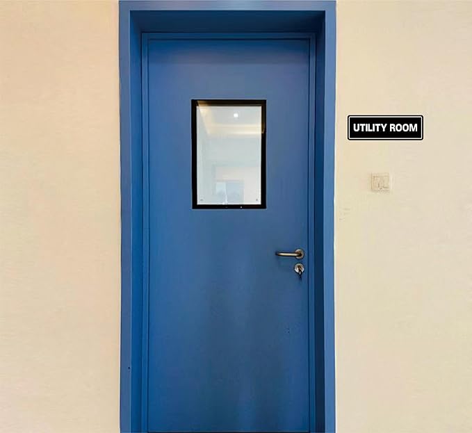 Utility Room Sign, Premium Durable Acrylic Material, Super Strong Adhesive, Quick Installation, Suitable for Your Home and Business (9 × 3 Inches, Black)
