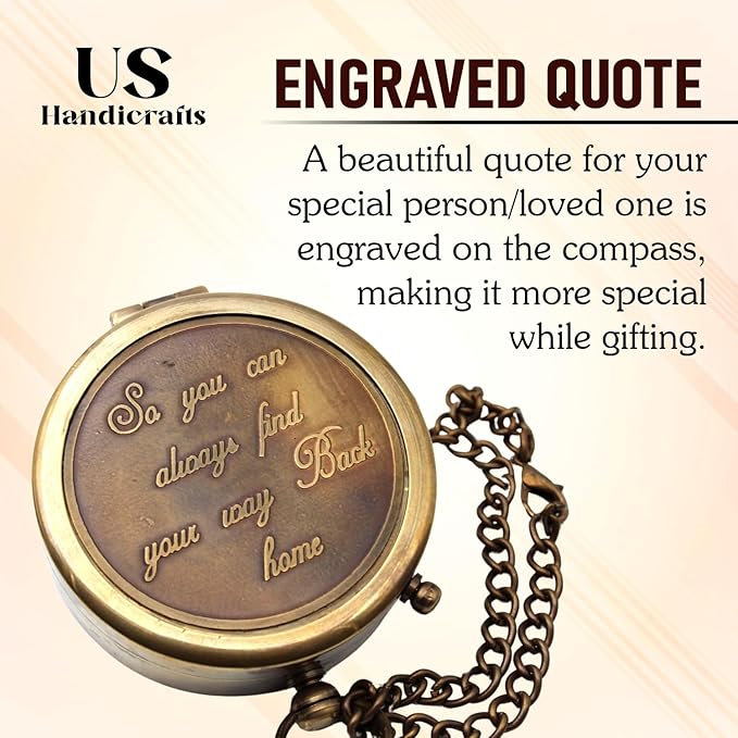 Be Strong and Courageous, Do Not Be Afraid Brass Engraved Compass with Stamped Wooden Case – Inspirational Birthday, Confirmation, and Baptism Gifts