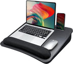 HUANUO Lap Laptop Desk - Portable Lap Desk with Pillow Cushion, Fits up to 15.6 inch Laptop, with Anti-Slip Strip & Storage Function for Home Office Students Use as Computer Laptop Stand - Black