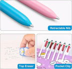 Aosrpvoi 8-Pack Multicolor Ballpoint Pens with Stylus Tip - 4 Colors in One (Red, Blue, Black, Green) 1.0mm Smooth Writing for Planners
