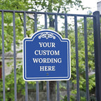Custom Decorative Sign, Personalized Metal Sign for Business, Driveway, Home, Airbnb, Office Door Plaque, Blue Background, 12x12 Inches, ACM, Fade Resistant, Made in USA