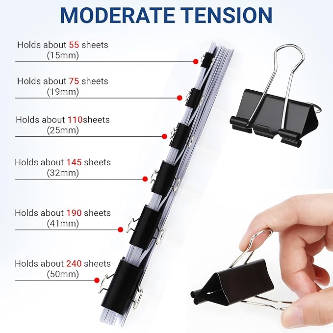360 PCS Binder Clips Small – Mini Black Metal Paper Clamps, 0.6in/15mm Binder Paper Clips, Binder Clamps Set for Office Home School Supplies