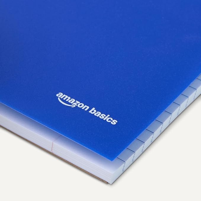 Amazon Basics 1 Subject College Ruled Spiral Notebook Poly Cover,100 Sheets, 8-1/2" x 11", 3 pack, Assorted Primary Colors