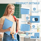 Henoyso 36 Pcs Plastic Folders with Clear Front Pockets Heavy Duty File Folders with 2 Pockets and Card Slot for Student Communication School Office Presentation Report (Dusty Blue)