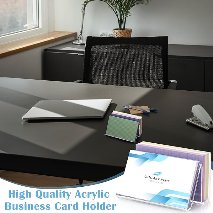 4 Pack 3x5 Index Card Display Holder Acrylic Cards Holder Stand Acrylic Business Card Holders Name Card Organizer Postcard Stand Display 200 Capacity for Studying Supplies No Card (Clear, 4 Pack)