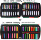 Pencil Case Holder Slot - Holds 202 Colored Pencils or 136 Gel Pens with Zipper Closure - Large Capacity Polyester Pen Organizer for Watercolor Pens or Markers - Perfect for Artist Green Dragonfly