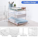 Noger Desk Organizers and Storage, 3 Tier Clear Heightened Stackable Paper Tray Organizer for Document, Letter, A4 File Paper, Desk Accessories, Office Supplies (Clear, 3 Pack)