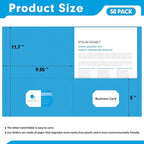 Two Pocket Folders, PANDRI 50 Pack 2 Pocket Folders, Letter Size Paper File Folder for School Office Home Business, LightBlue