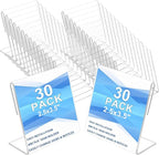 30 pack Small Acrylic Sign Holder 2.5 x 3.5 Inch,Mini Food Sign Labels for Party Buffet,L-Shape Name Card Display Holder,Clear Acrylic Sign Display Holder for Office, Store, Restaurant - Vertical