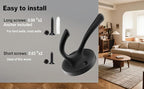 TOFIIGREM Matte Black Wall Hooks, 4 Pack Heavy Duty Coat Towel Hook Metal Double Backpack Hook Wall Mounted, Bath Towel Hooks for Entryway Cubicle Bathroom Closet Garage