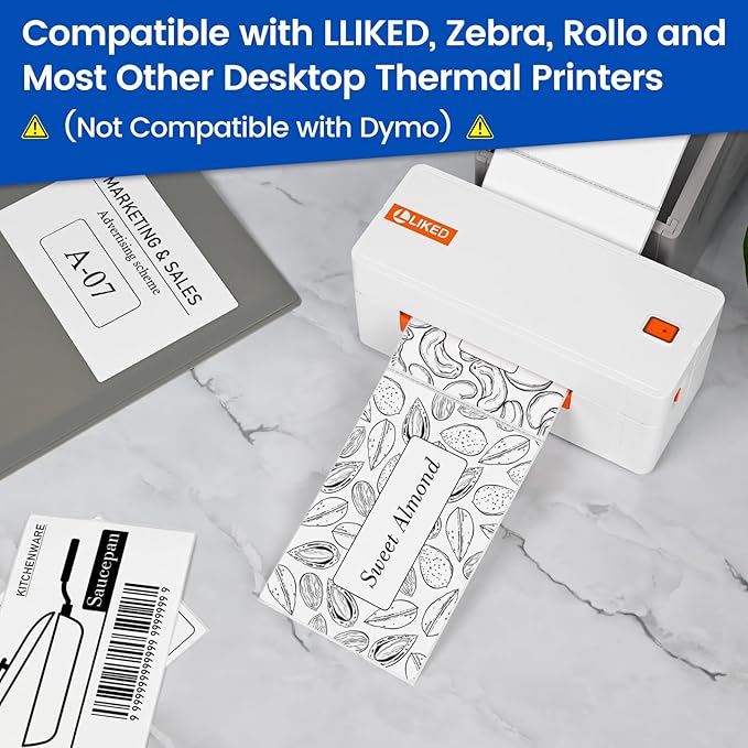 L LIKED 4" x 6" Blank Removable Labels with No Residue, Water and Oil Resistant, Use for Both Home and Office (1 Roll, 250 Labels)