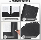 Lincia 100 Pcs Plastic Folders with Pockets and Prong Folders with Prongs 2 Pockets for Office, School for Students, Teachers, Office Workers(Black)