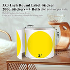 3 Inch Round Colored Dot Stickers, 2000 PCS, 4 Rolls in Dispenser Box - Yellow Circle Color Coding Labels Dot Labels for Office, Home, Inventory Organizing