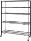 Seville Classics UltraDurable Heavy Duty NSF Solid Steel Wire Rack Storage Unit, Organizer for Garage, Warehouse, Office, Restaurant, Classroom, Kitchen, Black, 5-Tier Shelving, 60" W x 18" D