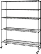 Seville Classics UltraDurable Heavy Duty NSF Solid Steel Wire Rack Storage Unit, Organizer for Garage, Warehouse, Office, Restaurant, Classroom, Kitchen, Black, 5-Tier Shelving, 60" W x 18" D
