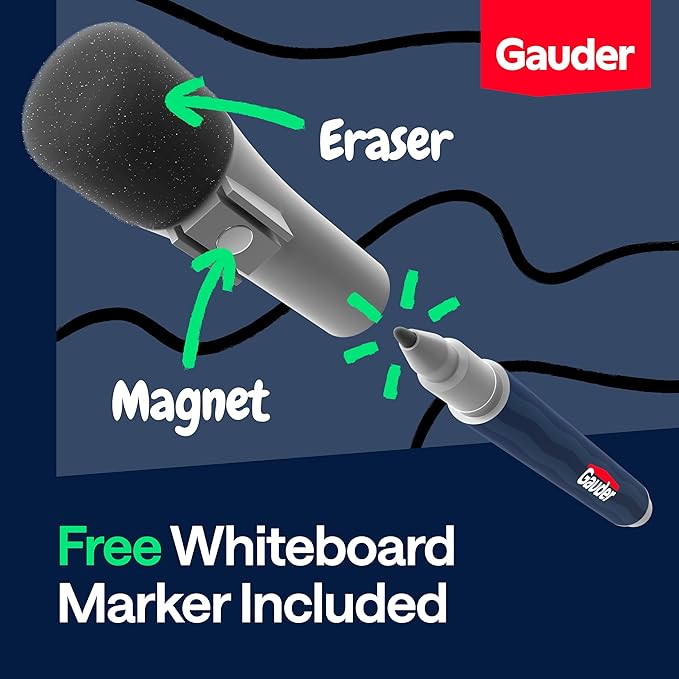 GAUDER Magnetic Dry Erase Labels | 30x Magnetic Labels (4,75 Inches x 2,75 Inches) | 30x Dry Erase Magnets for Classroom, Whiteboard and Blackboard