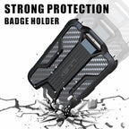 LIUGX Badge Holder with Heavy Duty Breakaway Lanyard, Carbon Fiber-Texture, Durable ID Card Holder (Holds 6 Cards) with Quick Release Detachable Buckle, Metal Clip, American Flag