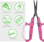 Saboten Stainless Steel Angled Blade Trimming Scissors Pink PT-13 160mm Precision Gardening Bonsai and Floral Shears Made in Japan