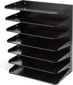 Huron Desktop Horizontal 7-Slot Legal File Binder Organizer Storage Letter Tray, Black Commercial Grade Steel