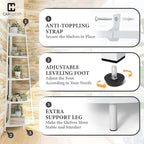 CAPHAUS Tall Corner Shelf Stand, 5-Tier Display Shelves, Ladder Corner Wood Storage Plant Bookshelf with Metal Frame, Versatile Shelving Unit Bookcase for Home Office Space, White