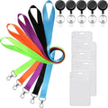 YOUOWO 5 Pack 5Colours Lanyards with Vertical ID Badges Holder and Retractable Badge Reels,Neck Lanyard,for Keys Women Teacher Men
