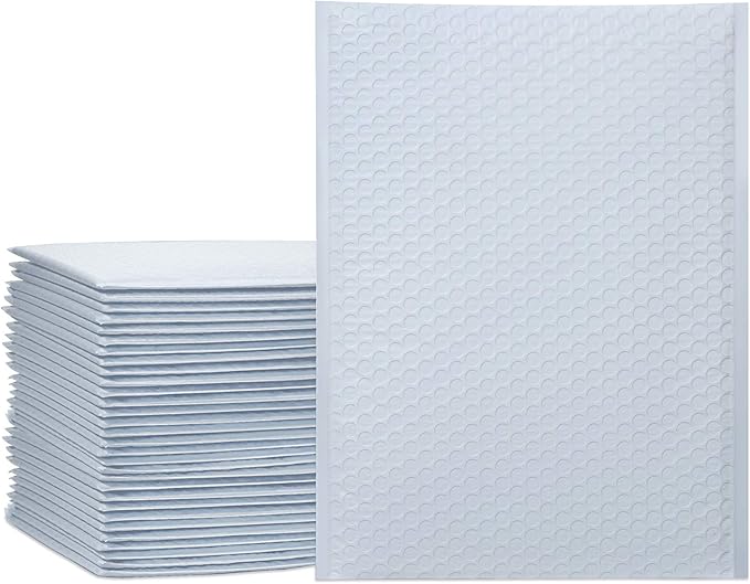 UCGOU Bubble Mailers 10.5x16 Inch White 25 Pack Poly Padded Envelopes Large #5 Mailing Packages Opaque Packaging Postal Self Seal Adhesive Waterproof Boutique Shipping Bags for Clothes