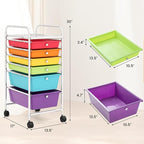 RELAX4LIFE 6-Drawer Rolling Storage Cart - Classroom Organization on Wheels w/Removable Plastic Drawers, Mobile Art Craft Cart for School Paper Home Office, Utility Cart with Drawers (Multicolor)