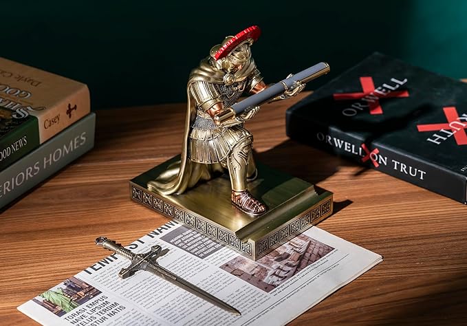 HDMbigmi Centurion Cloak Warrior Knight Pen Holder Mobile Phone Stand Desk Organizers and Accessories as Gift for Office and Home (Bronze)