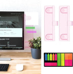 Keenjorika 2PCS Multifunctional Monitor Documents Holder, Pink Acrylic Board with Clips, Desktop Message Board for Office with Sticky Note, Monitor Documents Holder (Pink)