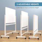 MaxGear Rolling Whiteboard, 72 x 40 Inch Double-Sided Magnetic Dry Erase Board on Wheels, 3 Height Adjustable Mobile Whiteboard with Locking Casters for Office, Classroom, Training