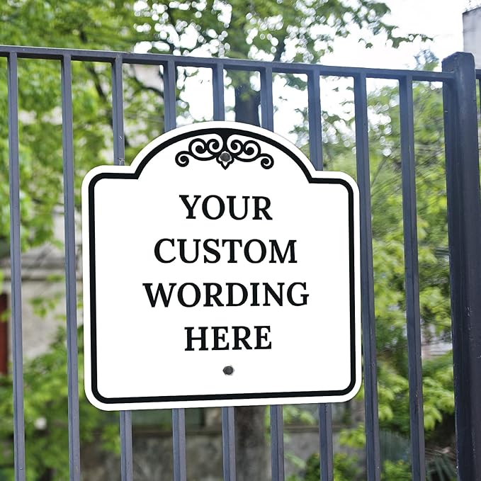 Custom Decorative Sign, Personalized Metal Sign for Business, Driveway, Home, Airbnb, Office Door Plaque,Black Border, 18x18 Inches, ACM, Fade Resistant, Made in USA