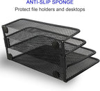 Anumit Desk Mail Organizer, File Holder Letter Sorter with 3 Vertical Upright Metal Mesh Compartments Document, Filing, Folders, Mail, Paper Organizer for Home or Office Desktop (1PCS)