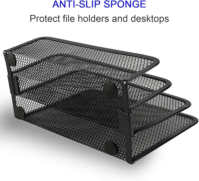 Anumit Desk Mail Organizer, File Holder Letter Sorter with 3 Vertical Upright Metal Mesh Compartments Document, Filing, Folders, Mail, Paper Organizer for Home or Office Desktop (1PCS)
