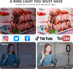 Desk Ring Light with Telescopic Stand, Travel Desktop Hola Light for Phone Selfie Laptop Zoom Video Calls Makeup Tiktok Reels Live Streaming