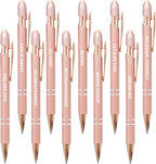 CRME 10pcs Funny Quotes Rose Gold Pens Set Novelty Pens Gifts for Coworkers Rose Gold Office Decor Pen with Stylus Tips No Need to Charge Fluent Writing for Girlfriend and Nurse Inspirational Gifts