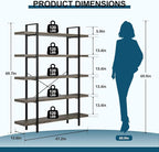 FURSUN Heavy Duty 5 Tier Bookcase, 70-in Tall Industrial Modern Large Bookshelf, Wood Farmhouse Bookcases Book Shelves and Metal Frame for Office, Bedroom, Living Room, Grey