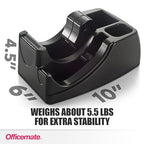 Officemate Recycled 2-in-1 Heavy Duty Tape Dispenser, 1" and 3" Cores, Black (96690)