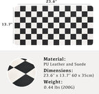 Ohocut Checkered Desk Mat, Large Cute Aesthetic Retro PU Leather Computer Laptop Desk Mat, Non-Slip Waterproof Mouse Keyboard Pad, Desk Writing Mat for Work/Home (Black, 23.6" x 13.7")