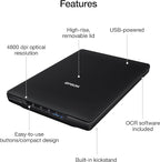 Epson Perfection V19 II Color Photo and Document Flatbed Scanner with 4800 dpi Optical Resolution USB Power, High-Rise, Removable Lid